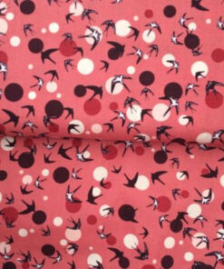 Bats in Maroon Spotted Cotton by Jane Makower Inprint