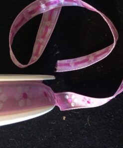 15mm Pink/Grey Embroidery Ribbon