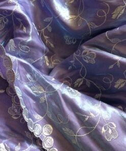 Alternative view of Lilac Scalloped Lace Fabric with White Flowers