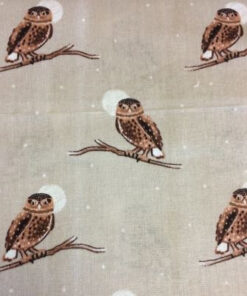 Snowy Woodlands Owls Biege by Craft Cotton