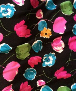 Viscose Dress Fabric - Blue Floral Turnips