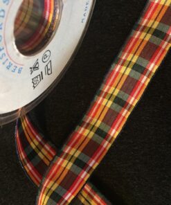 25mm Green, Red, Gold and White Tartan Ribbon