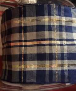 70mm Navy With Gold Stripes Ribbon