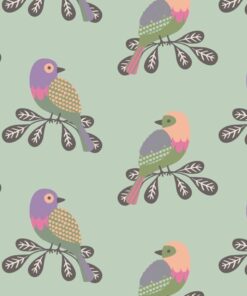 Lime Green Birds on A Tree by The Craft Cotton Company