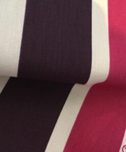 Alternative view of Cotton Canvas – Premium Quality- 60” wide. 100% Cotton- Fuchsia-Beige-Deep Purple Stripes on Cream.