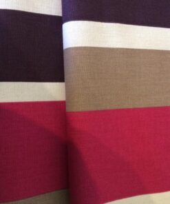 Cotton Canvas – Premium Quality- 60” wide. 100% Cotton- Fuchsia-Beige-Deep Purple Stripes on Cream.