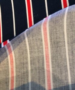 Alternative view of Cotton Canvas – Premium Quality- 60” wide. 100% Cotton-  Navy and Red Stripe