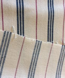 Cotton Canvas – Premium Quality- 60” wide. 100% Cotton- Red/Blue Stripes on Cream.