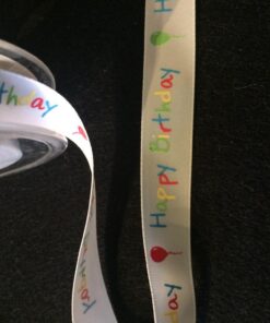 17mm Happy Birthday Satin Ribbon- Sealed edges
