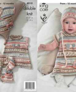 Alternative view of King Cole Baby Set Knitting Pattern 4010