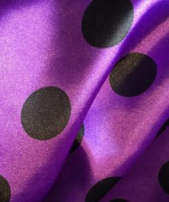Poly Cotton Fabric - Candy Spot Black On Purple