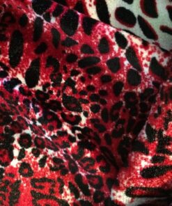 Turquoise Velvet Fabric-Red