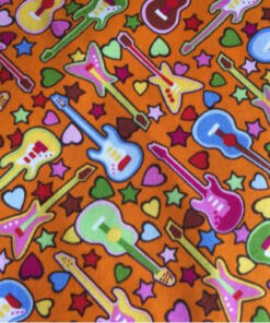 Multi-Guitar Print Fabric- Rose & Hubble