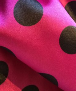 Poly Cotton Fabric – Candy Spot Black On Fuchsia
