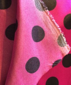 Alternative view of Poly Cotton Fabric – Candy Spot Black On Fuchsia