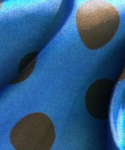 Poly Cotton Fabric – Candy Spot Black On Royal Blue